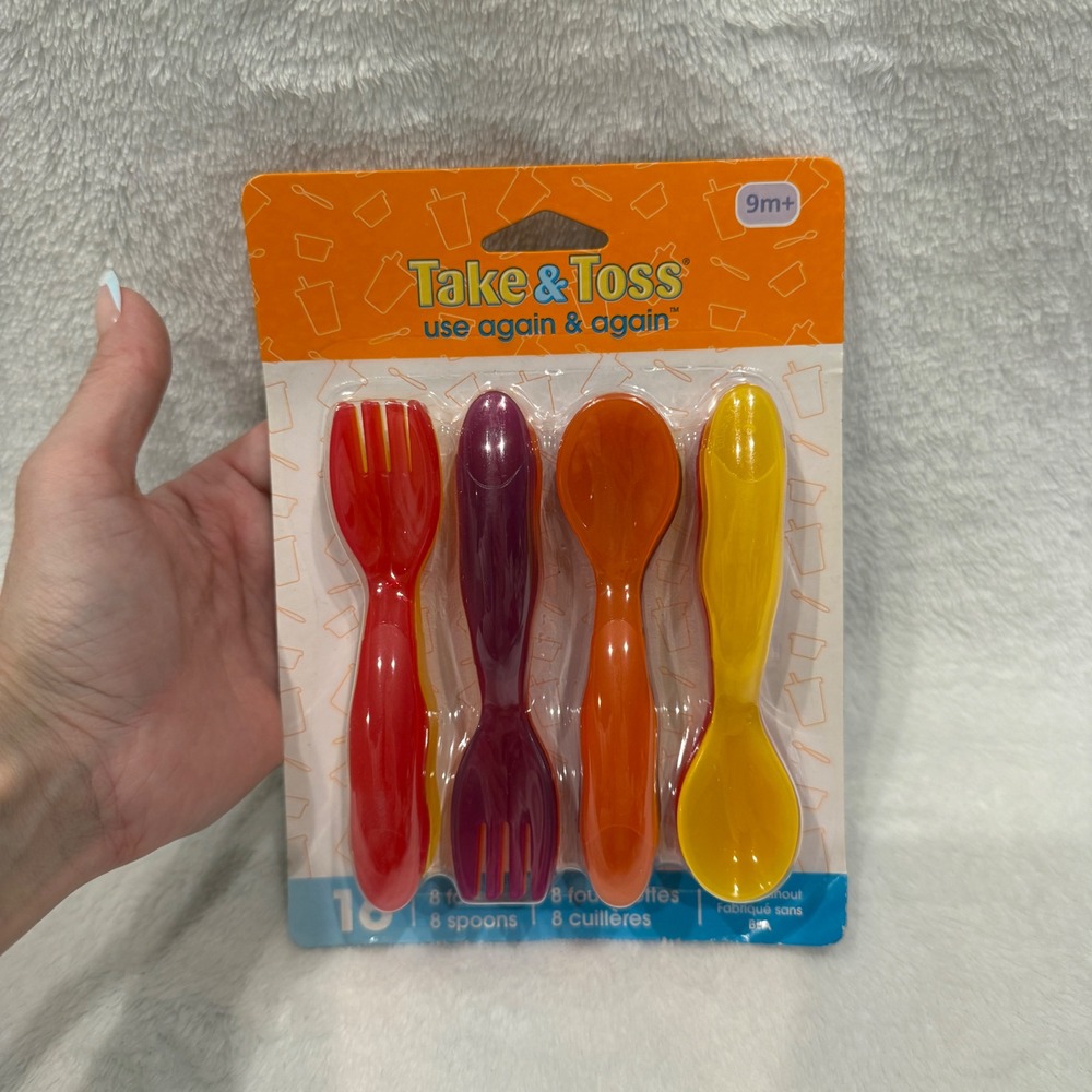 The First Years Take & Toss 16 Piece Toddler Fork‎ and Spoon Set Multicolor 9m+